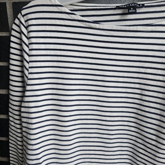 💥$5 ADD ON J. Crew Women’s Mercantile Cuffed Striped Boatneck Cotton Top Size S - Picture 6 of 10